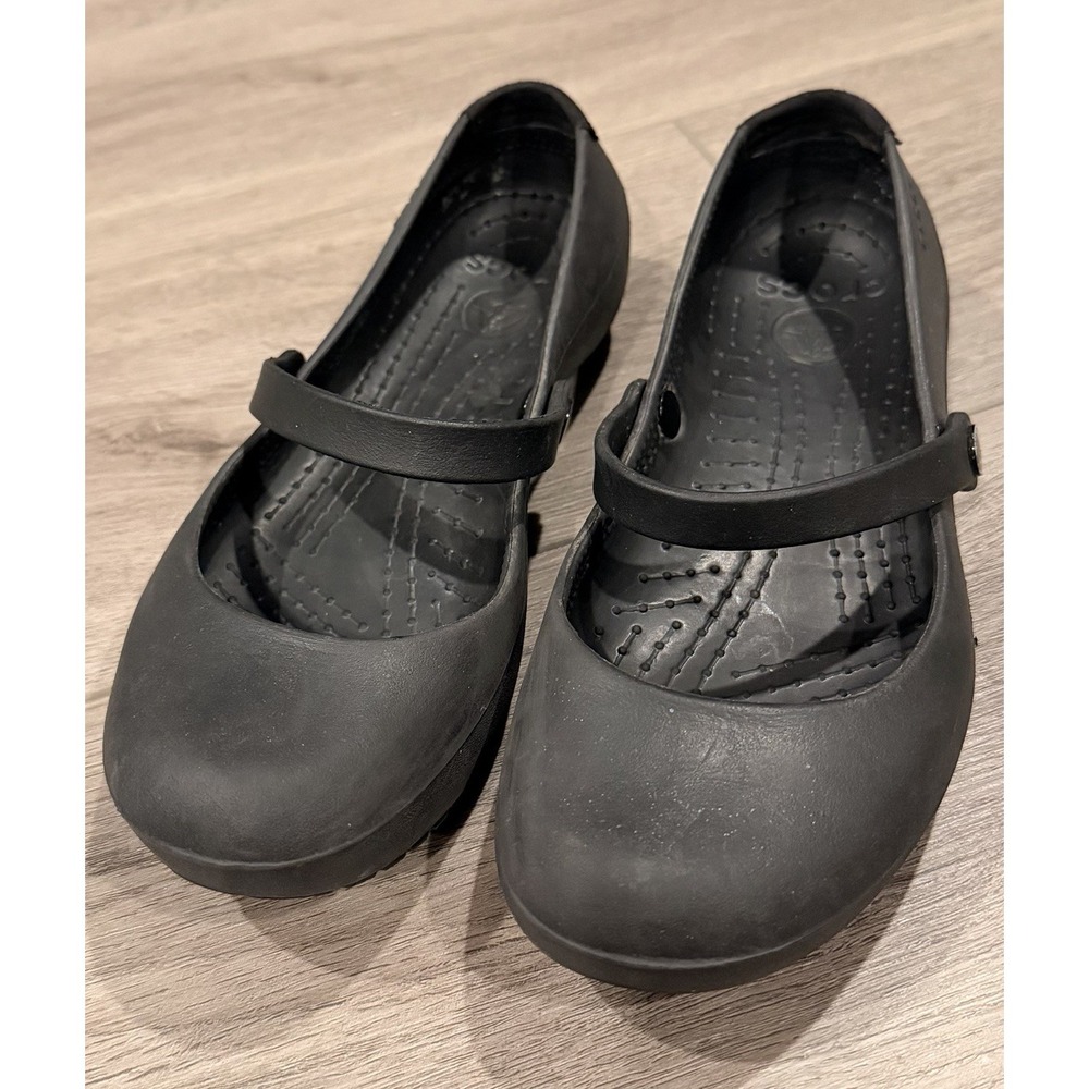 Crocs Alice Mary Jane Shoes Womens Black Slip On Comfort Size 6 Pre-owned
